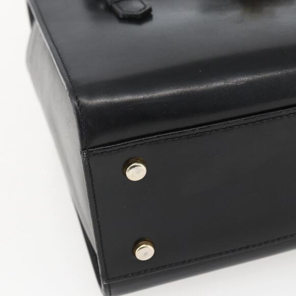 CELINE Hand Bag Leather Black Gold Auth mr1710